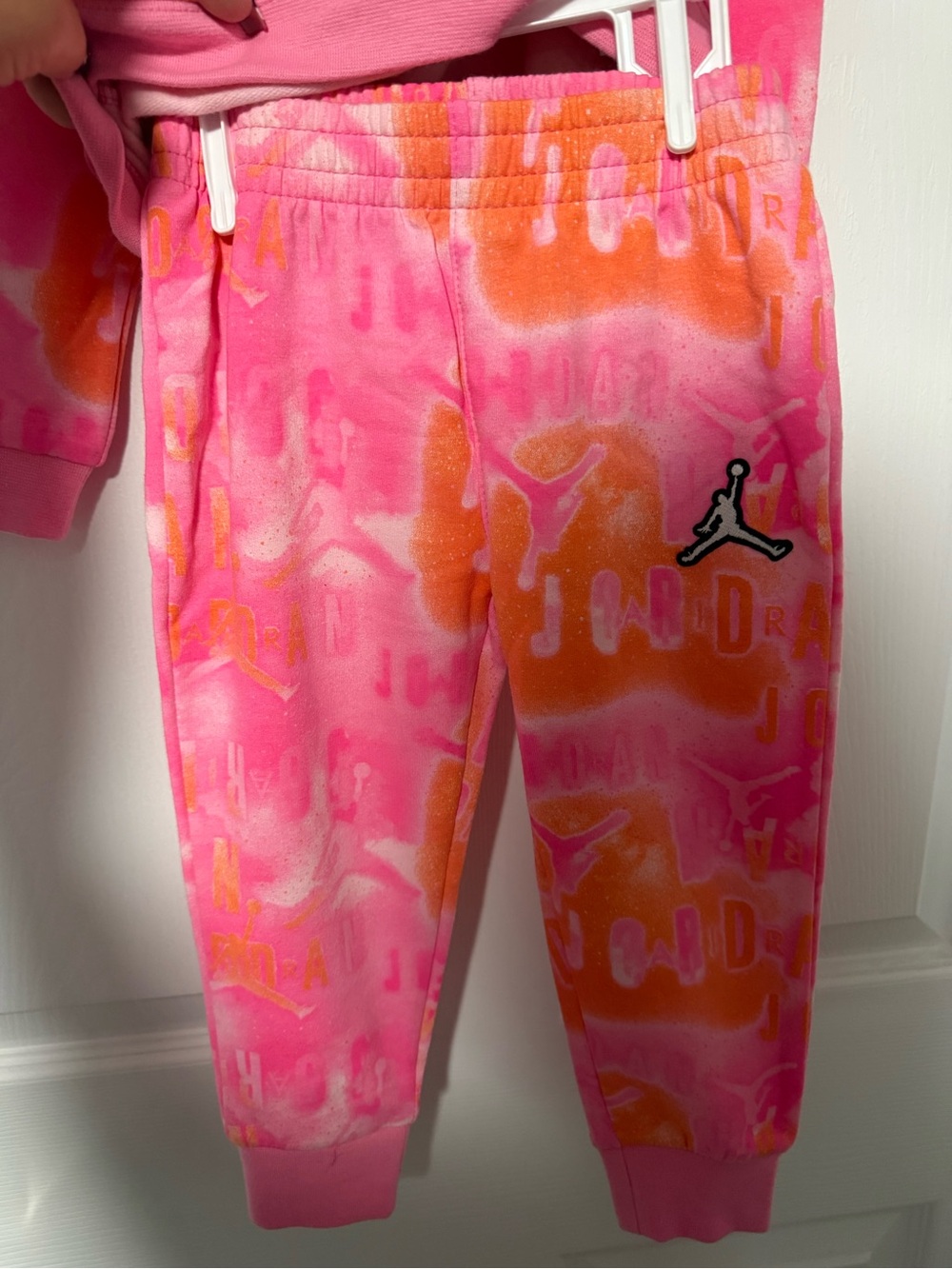 Jordan Pink & Orange Tie-Dye Fleece Hoodie and Joggers Set - Picture 3 of 6